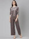 Women Navy Blue Checked Co-Ords-SP-6119-Navyblue