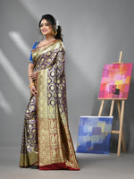 Violet Silk Banarasi Saree With Zari Woven Designs-MA52BSL441050052