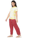 Smarty Pants Women's Cotton Lycra Tie Dye Round Neck T-Shirt & Aztec Print Pajama Night Suit Set-SMNSP-839B-S