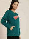 Dillinger Green Typographic Oversized Sweatshirt-DLWMNSWT035BGRN-XS