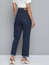 Navy Zipper Fly Mom Jeans