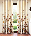 Home Sizzler 2 Pieces Digital Print Eyelet Polyester Door Curtains - 7 Feet, Brown-HS2PC001702DR