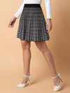 Women Checked Black Flared Mini Skirt-1708-Black