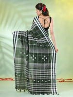 Moss Green Cotton Soft Saree With Checkbox Designs-MA62CT331100057