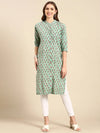 Women's Sea Green Printed Straight Kurta-GW-500-Seagreen