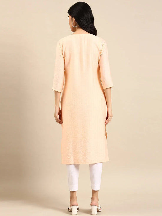 Women's Pink Solid Straight Kurta-SKC-3362-Peach