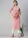 Women's Pink Printed Straight Kurta-JC57-Pink