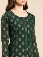 Women's Green Printed Straight Kurta-GC-397-Green