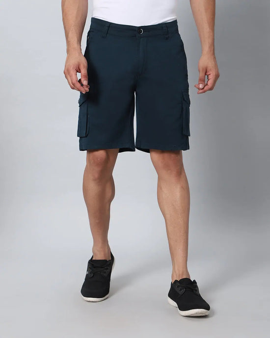 Solid Stretchable Shorts with 6 pockets-Blue-HCS6018-30