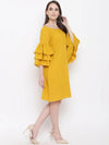 Triple Layered bell Sleeve shift dress in Mustard