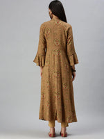 Women's Brown Printed Anarkali Kurta-BCKC654-Brown