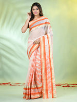 Off White Handwoven Cotton Saree With Ethnic Patterns-MA66CT431930007