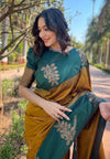 Suha Womens Fashion Ethnic Kanjeevaram Gold Color Sarees-MLSHWSA2034GLD