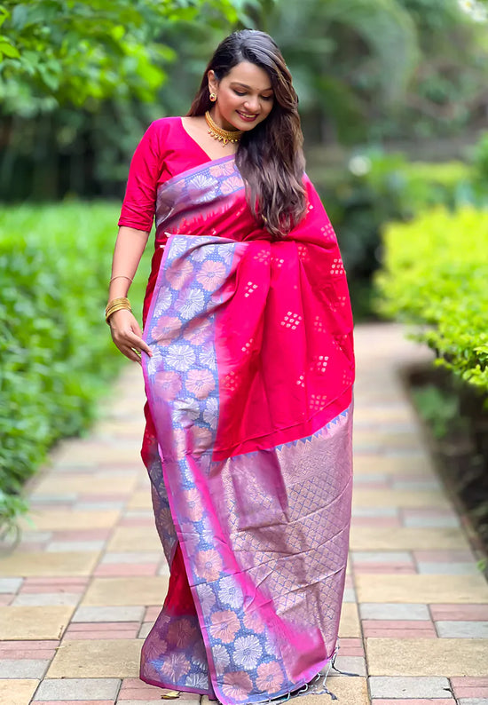 Suha Womens Fashion Ethnic Kanjeevaram Pink Color Sarees-MLSHWSA2029PNK