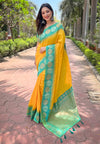 Suha Womens Fashion Ethnic Kanjeevaram Yellow Color Sarees-MLSHWSA2020YLW