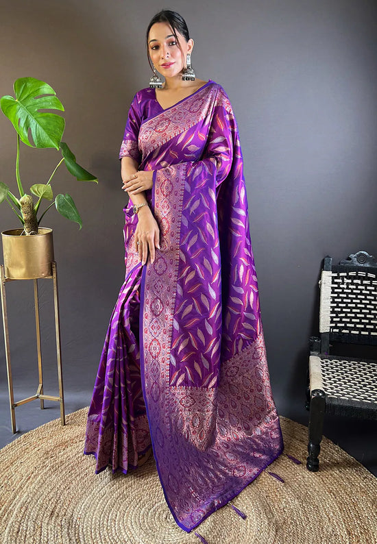 Suha Womens Fashion Ethnic Kanjeevaram Purple Color Sarees-MLSHWSA1987PUP