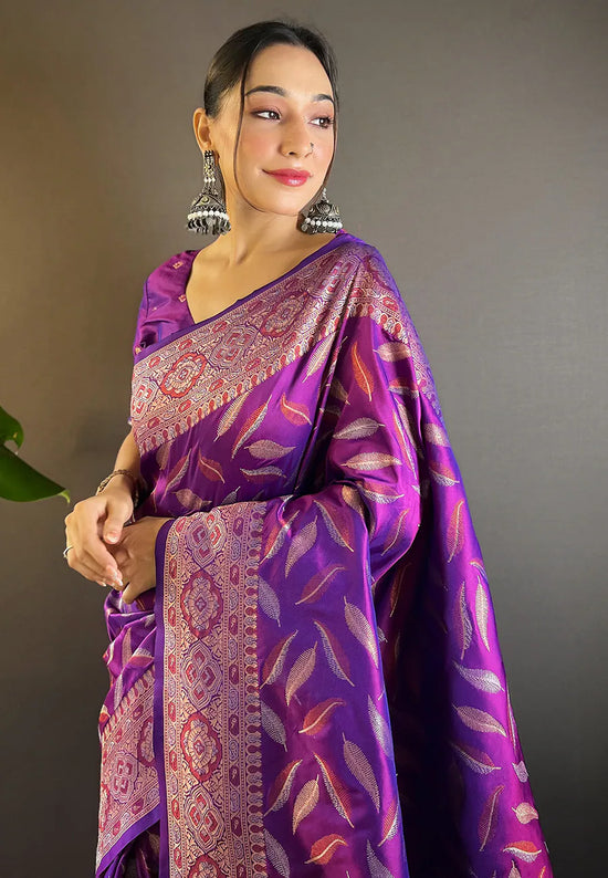 Suha Womens Fashion Ethnic Kanjeevaram Purple Color Sarees-MLSHWSA1987PUP