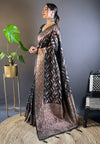 Suha Womens Fashion Ethnic Kanjeevaram Black Color Sarees-MLSHWSA1984BLK