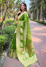 Suha Womens Fashion Ethnic Kanjeevaram Green Color Sarees-MLSHWSA1973GRN