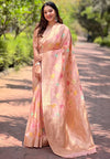 Suha Womens Fashion Ethnic Kanjeevaram Peach Color Sarees-MLSHWSA1971PCH