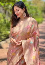 Suha Womens Fashion Ethnic Kanjeevaram Peach Color Sarees-MLSHWSA1971PCH