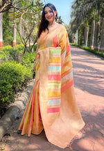 Suha Womens Fashion Ethnic Kanjeevaram Peach Color Sarees-MLSHWSA1979PCH