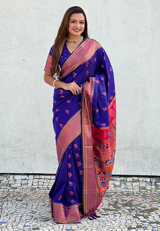 Suha Womens Fashion Ethnic Paithani Violet Color Sarees-MLSHWSA1958VLT