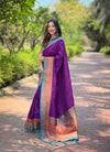 Suha Womens Fashion Ethnic Kanjeevaram Violet Color Sarees-MLSHWSA1888VLT