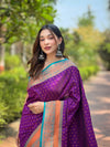 Suha Womens Fashion Ethnic Kanjeevaram Violet Color Sarees-MLSHWSA1888VLT