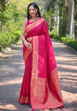 Suha Womens Fashion Ethnic Banarasi Pink Color Sarees-MLSHWSA1868PNK