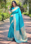 Suha Womens Fashion Ethnic Banarasi Blue Color Sarees-MLSHWSA1865BLU