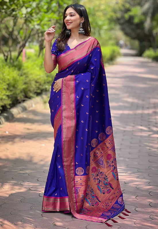 Suha Womens Fashion Ethnic Paithani Violet Color Sarees-MLSHWSA1875VLT