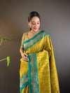 Suha Womens Fashion Ethnic Kanjeevaram Khaki Color Sarees-MLSHWSA1849KHK