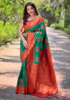 Suha Womens Fashion Ethnic Kanjeevaram Green Color Sarees-MLSHWSA1844GRN