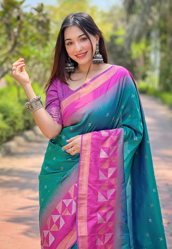 Suha Womens Fashion Ethnic Kanjeevaram Green Color Sarees-MLSHWSA1828GRN