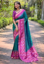 Suha Womens Fashion Ethnic Kanjeevaram Green Color Sarees-MLSHWSA1828GRN