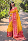 Suha Womens Fashion Ethnic Kanjeevaram Yellow Color Sarees-MLSHWSA1826YLW