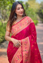 Suha Womens Fashion Ethnic Paithani Pink Color Sarees-MLSHWSA1990PNK