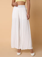 Women Solid White Loose Fit Trouser-1735-White