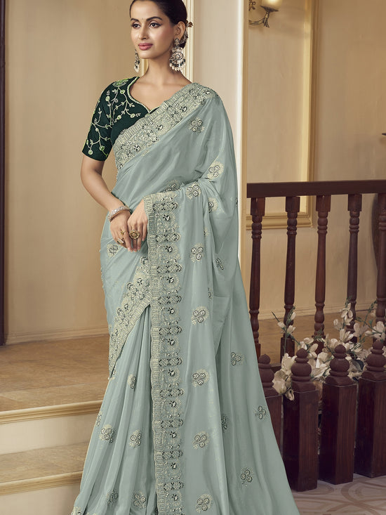 Womens Premium Fashion Ethnic Blue Color Saree-MLSHWSA2157BLU0ONE