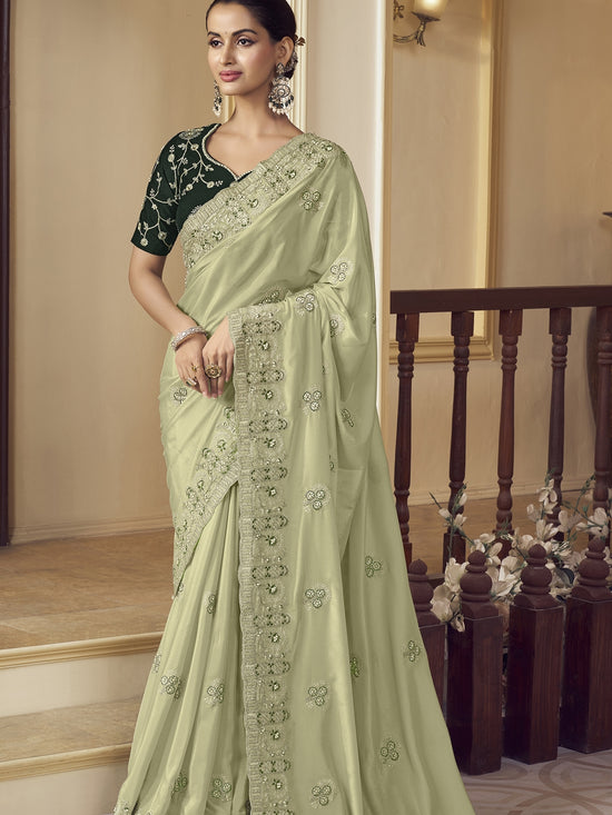 Womens Premium Fashion Ethnic Green Color Saree-MLSHWSA2156GRN0ONE