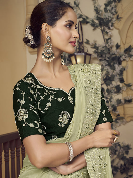 Womens Premium Fashion Ethnic Green Color Saree-MLSHWSA2156GRN0ONE