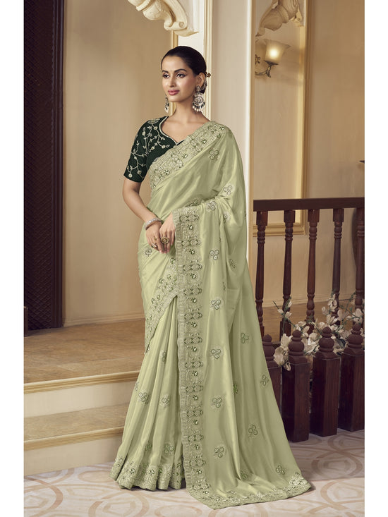 Womens Premium Fashion Ethnic Green Color Saree-MLSHWSA2156GRN0ONE