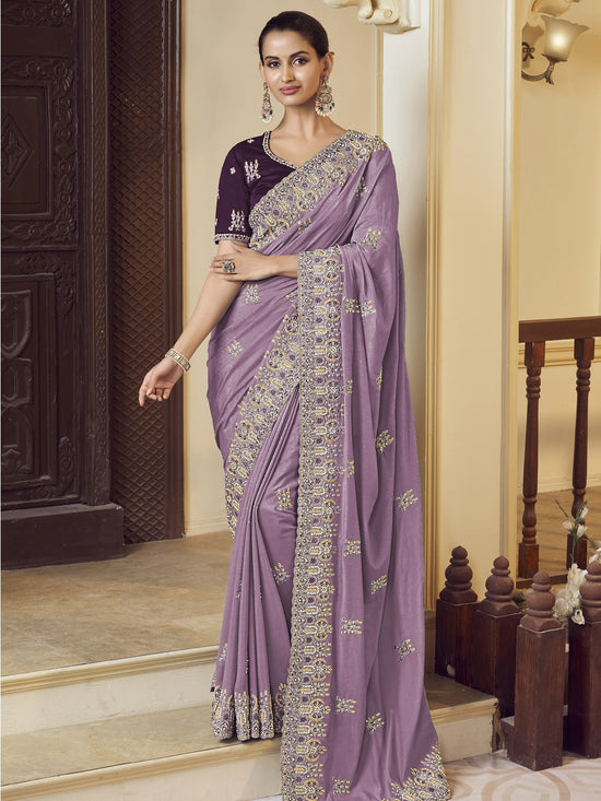 Womens Premium Fashion Ethnic Lavender Color Saree-MLSHWSA2155LVR0ONE