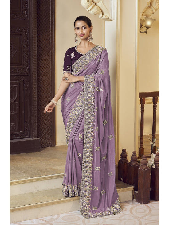 Womens Premium Fashion Ethnic Lavender Color Saree-MLSHWSA2155LVR0ONE