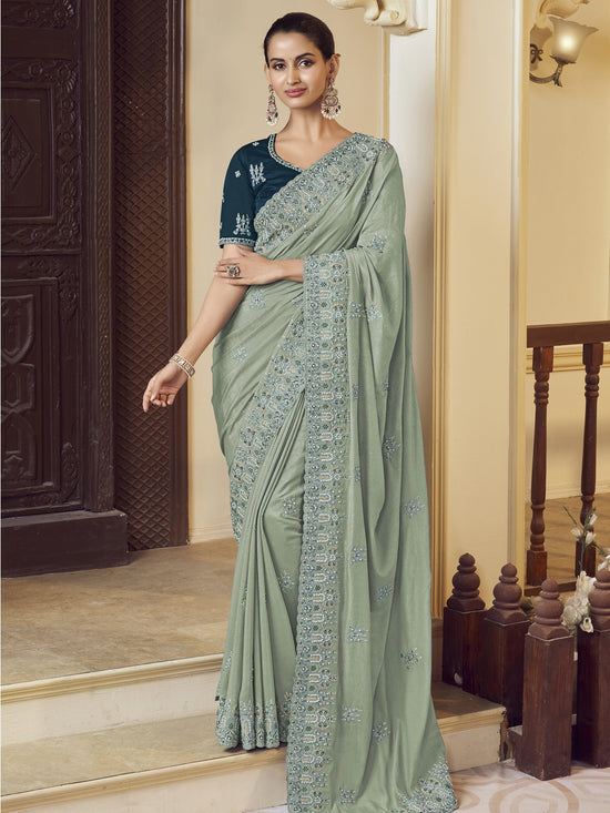 Womens Premium Fashion Ethnic Green Color Saree-MLSHWSA2153GRN0ONE