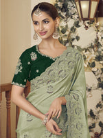 Womens Premium Fashion Ethnic Green Color Saree-MLSHWSA2150GRN0ONE