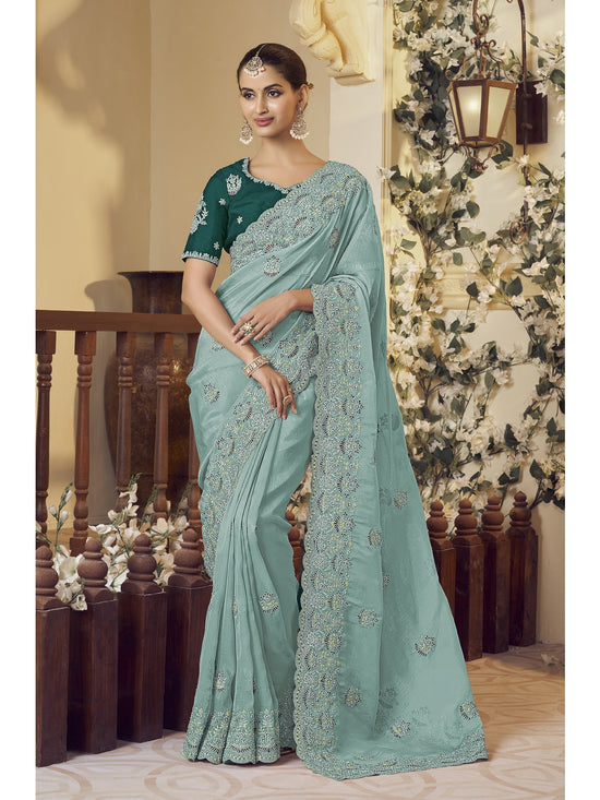 Womens Premium Fashion Ethnic Blue Color Saree-MLSHWSA2149BLU0ONE