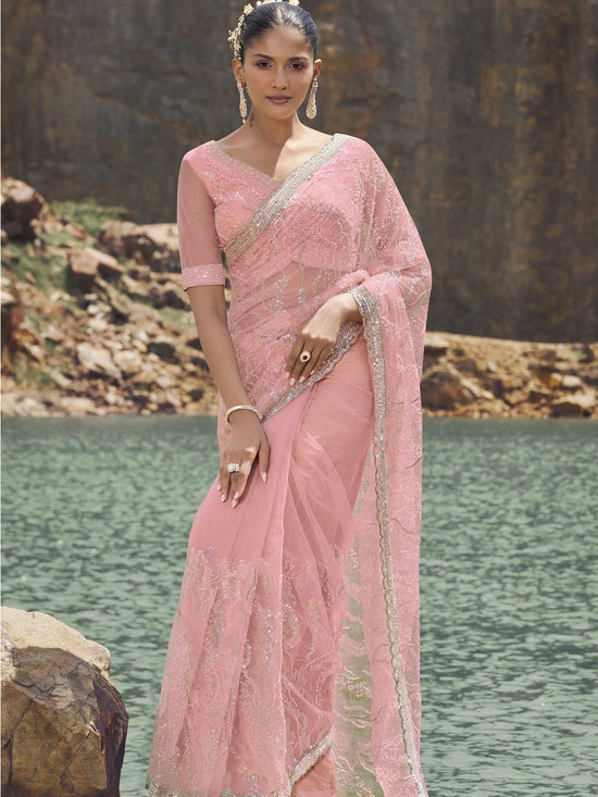 Womens Premium Fashion Ethnic Pink Color Saree-MLSHWSA2140PNK0ONE