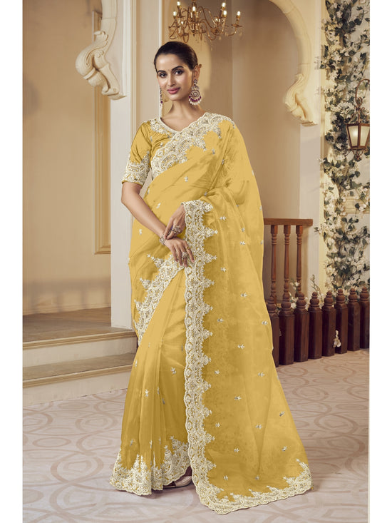 Womens Premium Fashion Ethnic Yellow Color Saree-MLSHWSA2134YLW0ONE